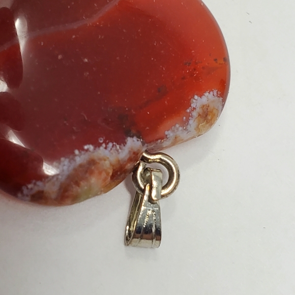 Tiger Eye and Red Agate carved into hearts and mounted for a necklace EUC - Picture 2 of 6